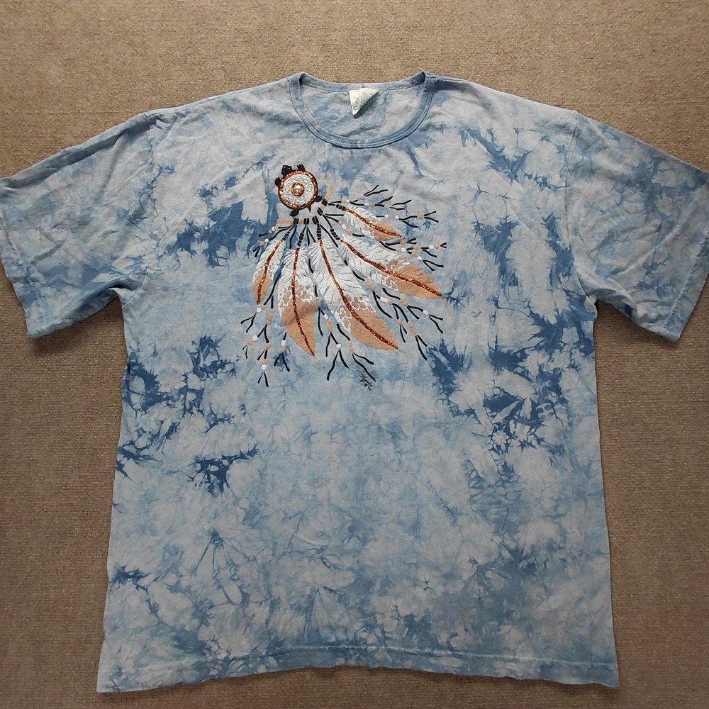 VTG 1994 Native American T-Shirt XL Lynee Apparel USA Southwest Puff Paint Aztec
